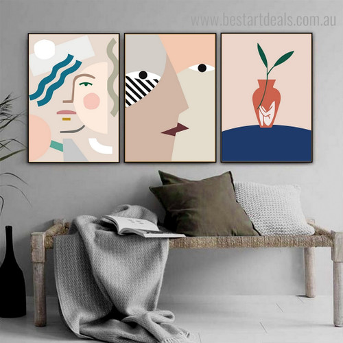 Mugs Abstract Minimalist Contemporary Framed Painting Image Canvas Print for Room Wall Decor