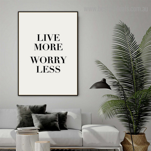 Live More Quote Contemporary Framed Painting Image Canvas Print for Room Wall Decor