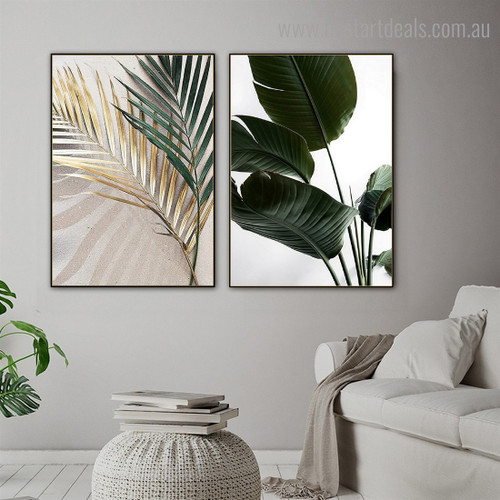 Strelitzia Palm Botanical Contemporary Framed Painting Pic Canvas Print for Room Wall Garniture