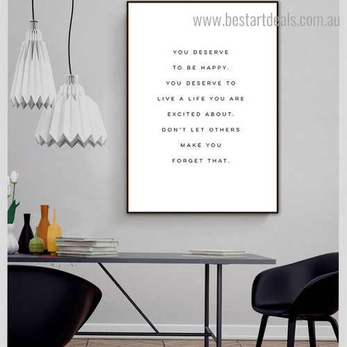 Deserve Quote Contemporary Framed Artwork Photograph Canvas Print for Room Wall Finery