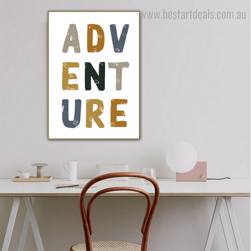 Adventure Quote Contemporary Framed Painting Image Canvas Print for Room Wall Onlay