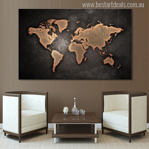 Globe Design Modern World Map Painting Canvas Print for Lounge Wall Decor