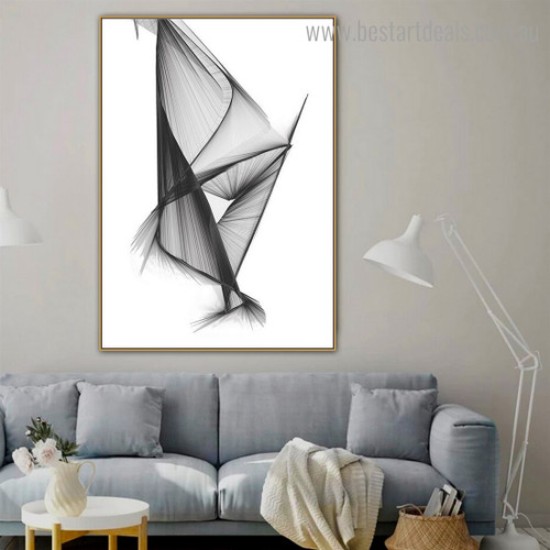 Black Design Abstract Modern Framed Painting Photo Canvas Print for Room Wall Adornment