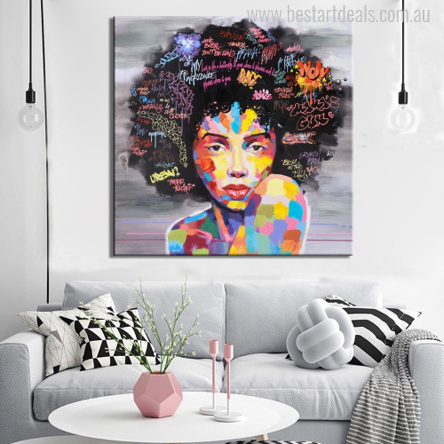 Girl Hair Modern Watercolor Painting Canvas Print for Bedroom Wall Decor