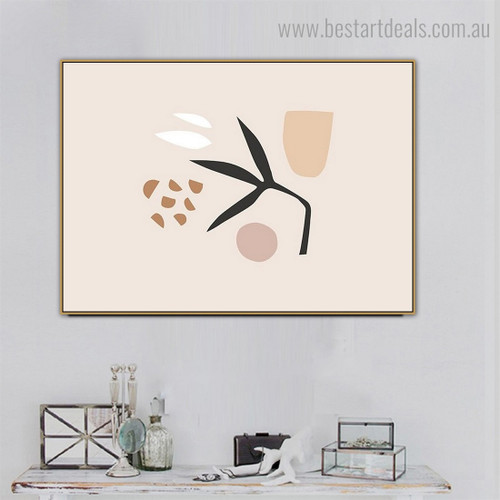 Leaf Speckle Abstract Scandinavian Framed Painting Picture Canvas Print for Room Wall Molding