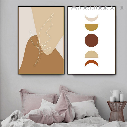 Blots Moon Abstract Scandinavian Framed Portraiture Image Canvas Print for Room Wall Outfit