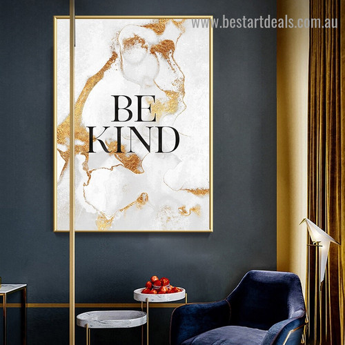 Be Kind Abstract Typography Modern Framed Painting Photo Canvas Print for Room Wall Molding