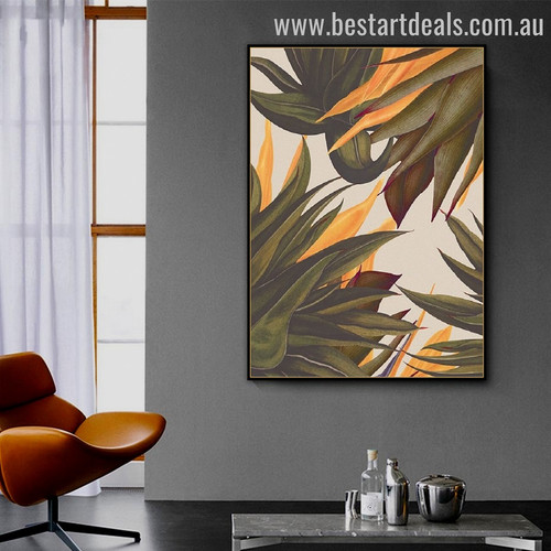 Mealie Leaves Abstract Botanical Modern Framed Painting Picture Canvas Print for Room Wall Garnish