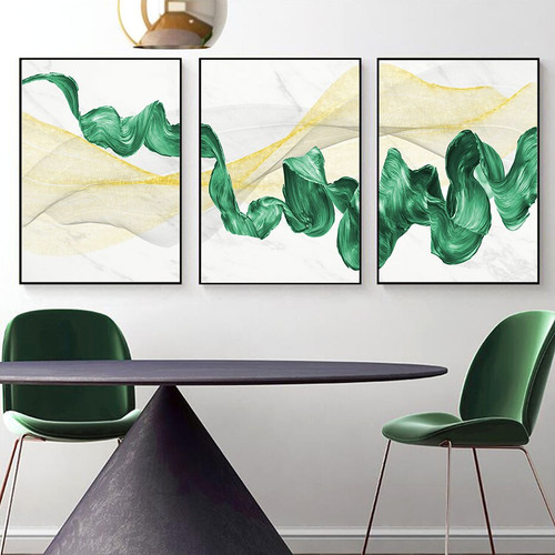 Green Ink Abstract Modern Framed Painting Picture Canvas Print for Room Wall Onlay