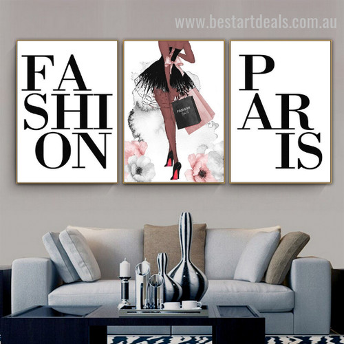 Paris Fashion Handbags Abstract Typography Nordic Framed Artwork Photo Canvas Print for Room Wall Garnish