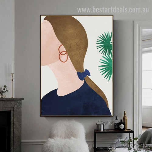 Vintage Girl Abstract Figure Minimalist Nordic Framed Painting Photo Canvas Print for Room Wall Garnish