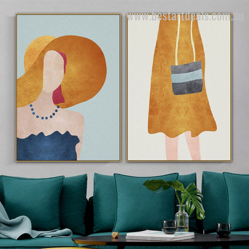 Modern Trendy Lady Abstract Figure Nordic Framed Portrayal Image Canvas Print For Room Wall Garniture
