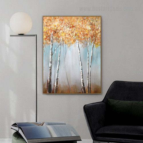 Gold Tree Botanical Modern Abstract Artwork Picture Canvas Print for Room Wall Decoration