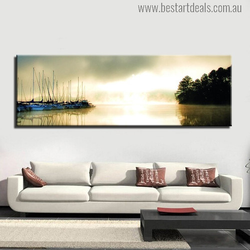 Riverside Landscape Modern Painting Canvas Print for Living Room Decor