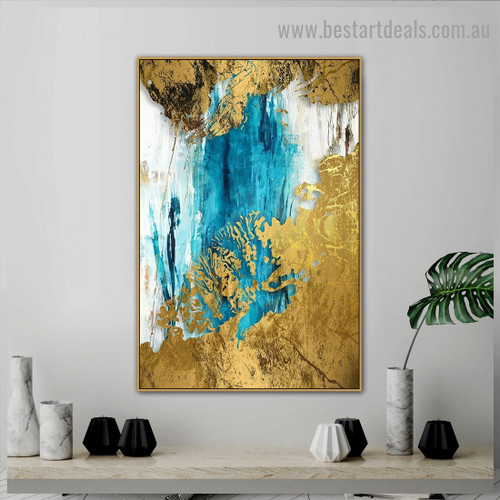 Gold Crust Abstract Modern Artwork Photo Canvas Print for Room Wall Ornament