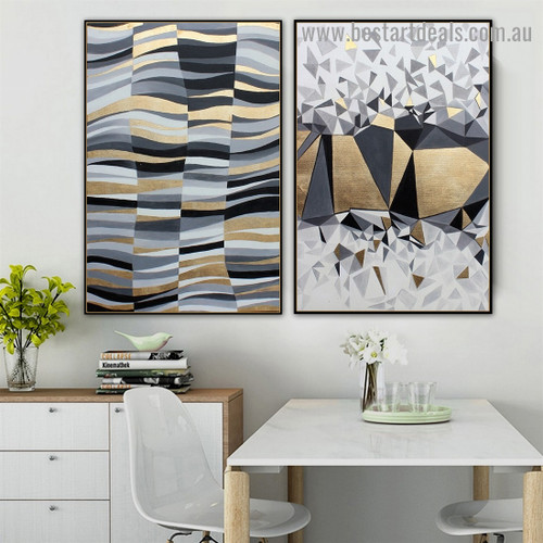 Foil Waves Abstract Modern Nordic Artwork Picture Canvas Print for Room Wall Ornament