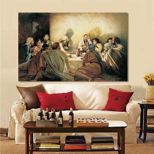 Jesus and Apostles Vintage Holy Modern Painting Print for Lounge Room Ornament