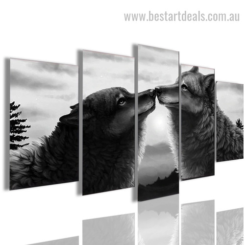 Polar Wolves Animal Nature Modern Framed Effigy Image Canvas Print