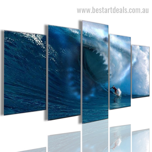 Big Shark Animal Landscape Modern Framed Effigy Image Canvas Print