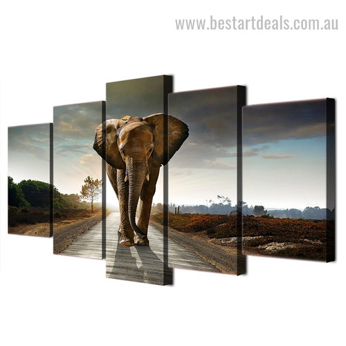 Genus Loxodonta Animal Landscape Modern Framed Painting Image Canvas Print