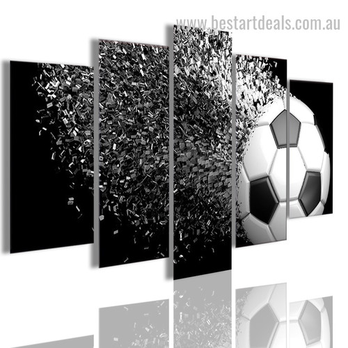 Football Disintegration Abstract Modern Framed Painting Portrait Canvas Print