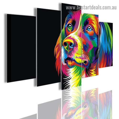 Colorful Dog Animal Modern Artwork Photo Canvas Print for Room Wall Adornment