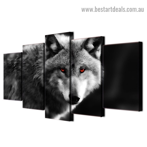 Red Eye Wolf Animal Modern Artwork Portrait Canvas Print for Room Wall Decor