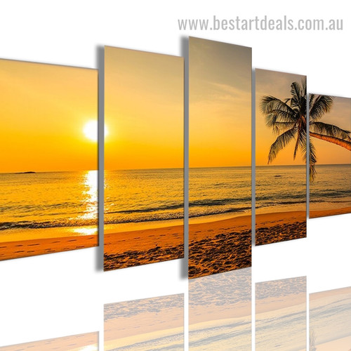 Warm Tropical Beach Nature Landscape Modern Framed Effigy Image Canvas Print