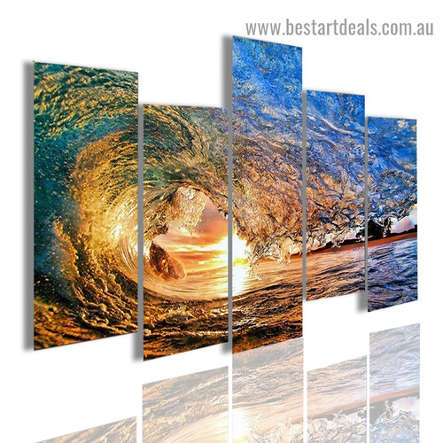 Monster Ocean Waves Landscape Modern Artwork Picture Canvas Print for Room Wall Adornment