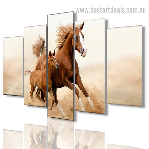 Horse and Foal Animal Modern Framed Effigy Image Canvas Print