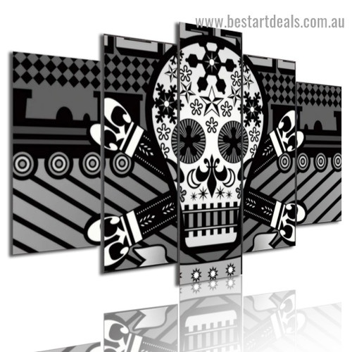 Modern Skull Pattern Abstract Illustration Artwork Portrait Canvas Print for Room Wall Adornment