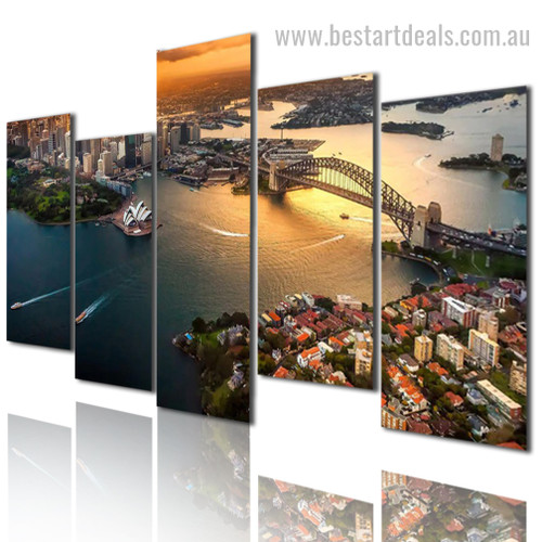 Sydney Australia Cityscape Modern Framed Portraiture Image Canvas Print