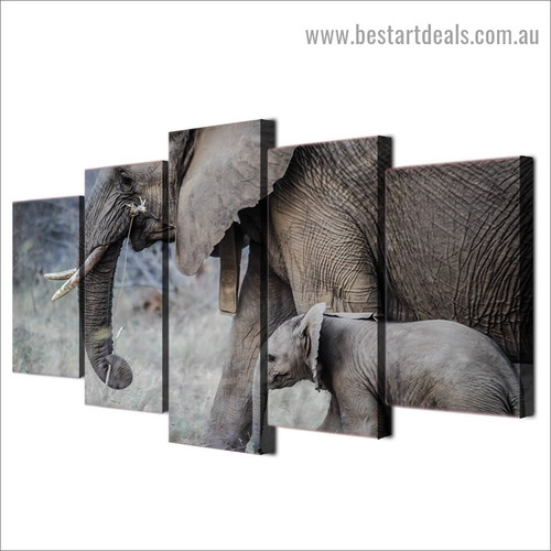 Wandering Elephant Walk Animal Modern Artwork Photo Canvas Print for Room Wall Garniture