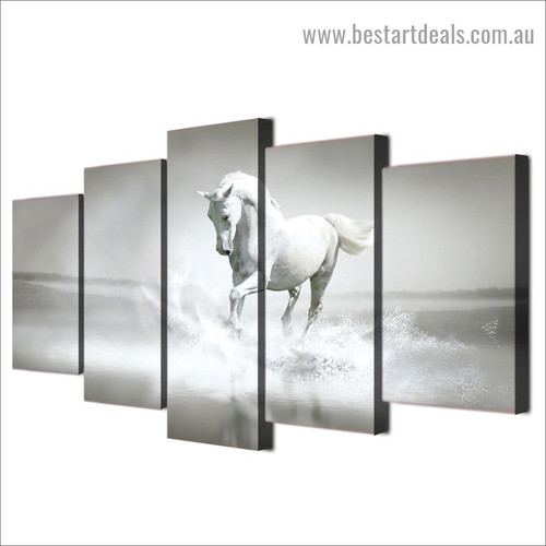 Whitehorse Animal Landscape Modern Artwork Picture Canvas Print for Room Wall Garniture