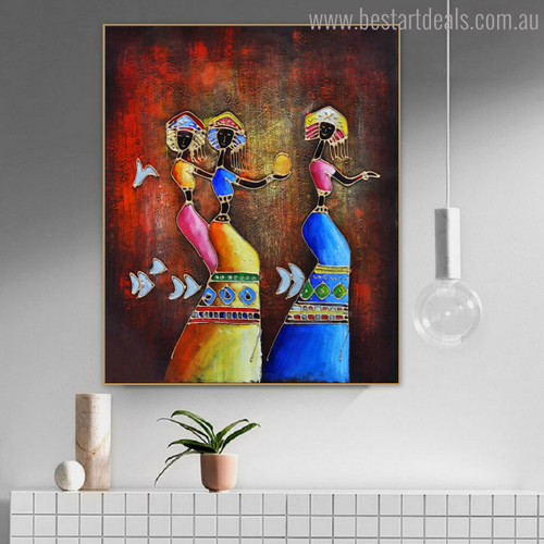Aboriginal Figure Contemporary Painting Canvas Print for Room Wall Getup