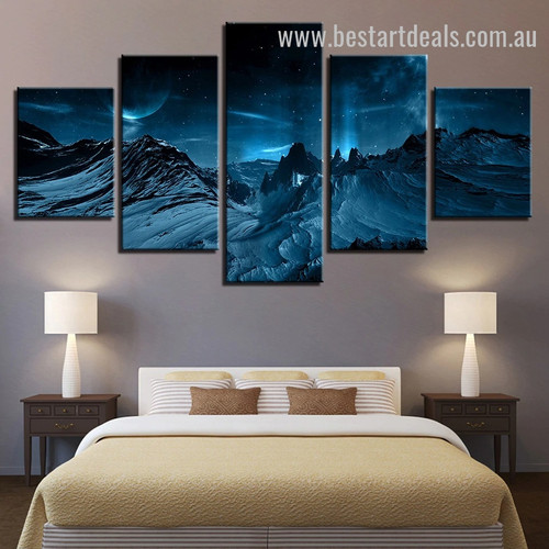 Moon Peak Nature Landscape Modern Framed Portraiture Portrait Canvas Print for Room Wall Ornamentation