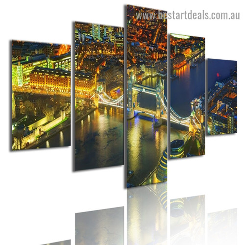 London City Modern Cityscape Artwork Image Canvas Print for Room Wall Ornament