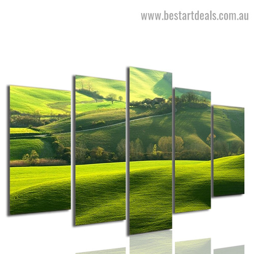 Green Grassland Botanical Landscape Modern Artwork Photo Canvas Print for Room Wall Adornment