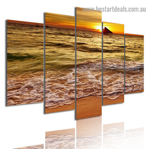 Flowing Waves Landscape Modern Artwork Image Canvas Print for Room Wall Garniture