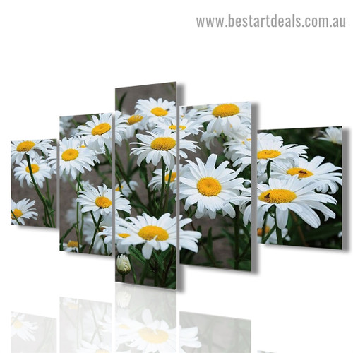 Daisy Flower Botanical Modern Artwork Portrait Canvas Print for Room Wall Ornament