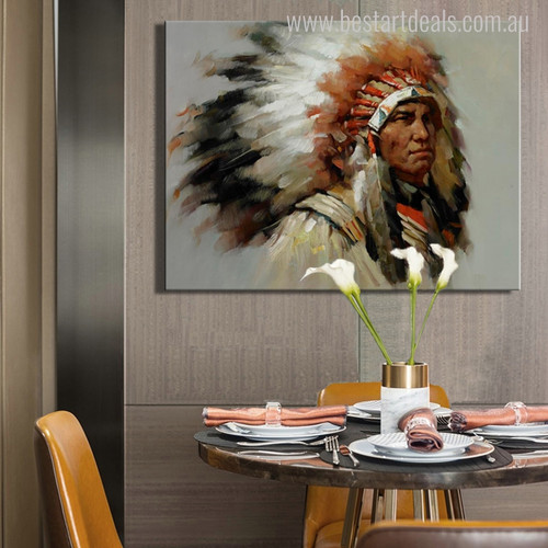 Indian Tribal Figure Abstract Modern Painting Canvas Print for Home Wall Decor