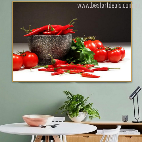 Red Chilli Food & Beverage Modern Portrait Canvas Print for Wall Onlay