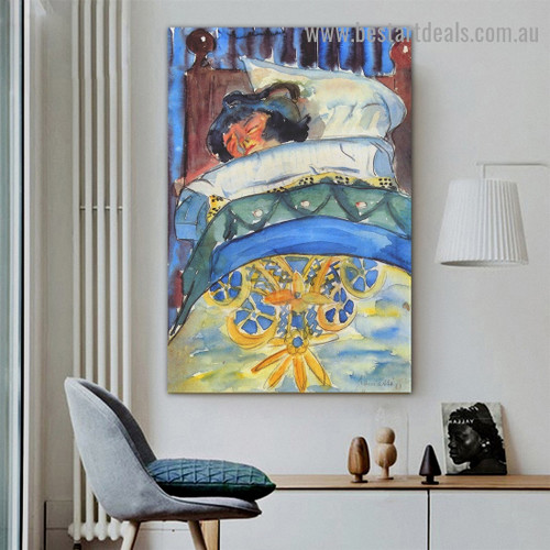 Sleeping Girl II Walter Gramatté Figure Expressionist Portrait Picture Canvas Print for Room Wall Decoration