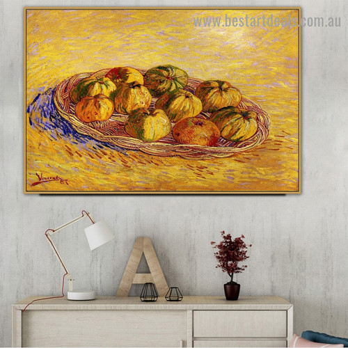 Still Life with Basket of Apples Vincent Willem Van Gogh Impressionism Portrait Image Canvas Print for Room Wall Garniture