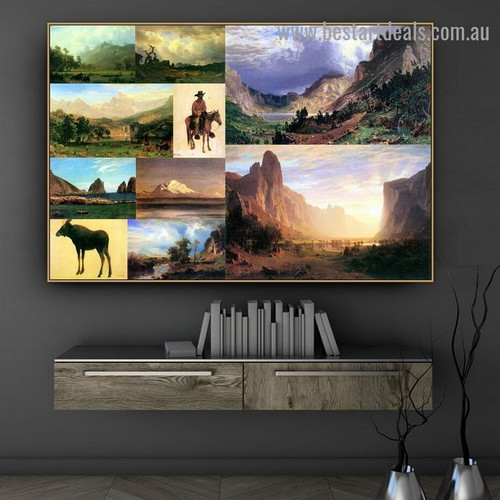 Albert Bierstadt Collage II Romanticism Old Famous Master Artist Artwork Photo Reproduction Canvas Print Room for Wall Adornment