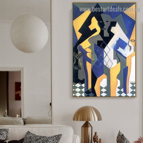 Harlequin at a Table Juan Gris Abstract Synthetic Cubism Reproduction Artwork Image Canvas Print for Room Wall Garniture