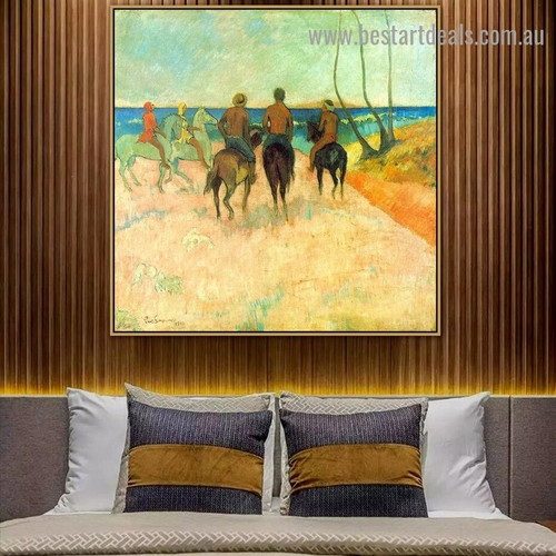 Riders on the Beach I Paul Gauguin Animal Figure Landscape Post Impressionism Portrait Picture Canvas Print for Room Wall Decoration