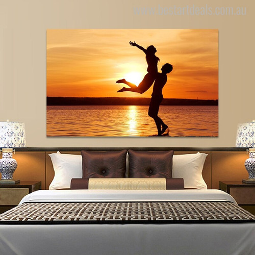 Sunset Nature Landscapes Portraiture Canvas Print for Bedroom Wall Drape