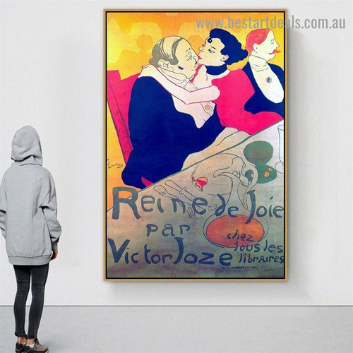 Reine De Joie Henri De Toulouse Lautrec Vintage Figure Typography Retro Advertisement Poster Photo Picture Canvas for Room Wall Ornament