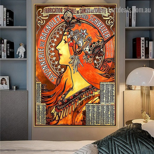 Soap Factory of Bagnolet Alphonse Mucha Vintage Figure Retro Advertisement Artwork Picture Canvas Print for Room Wall Adornment